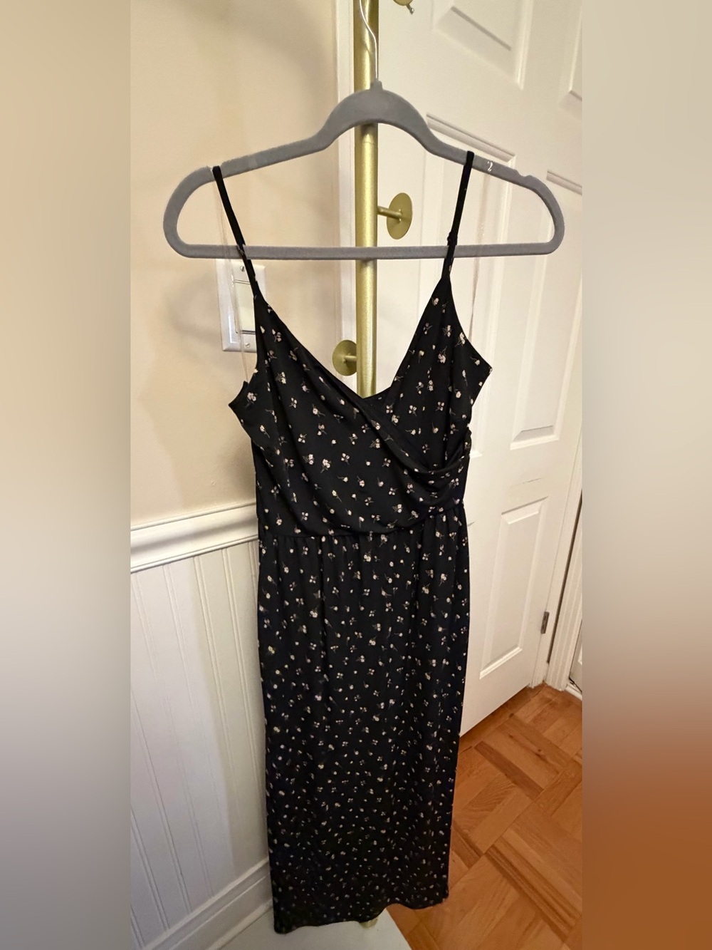 Black Floral Spaghetti Strap Maxi Dress
